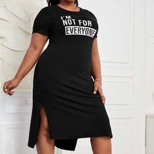 SHEIN Slayr Plus Slogan Graphic Split Side Tee Dress